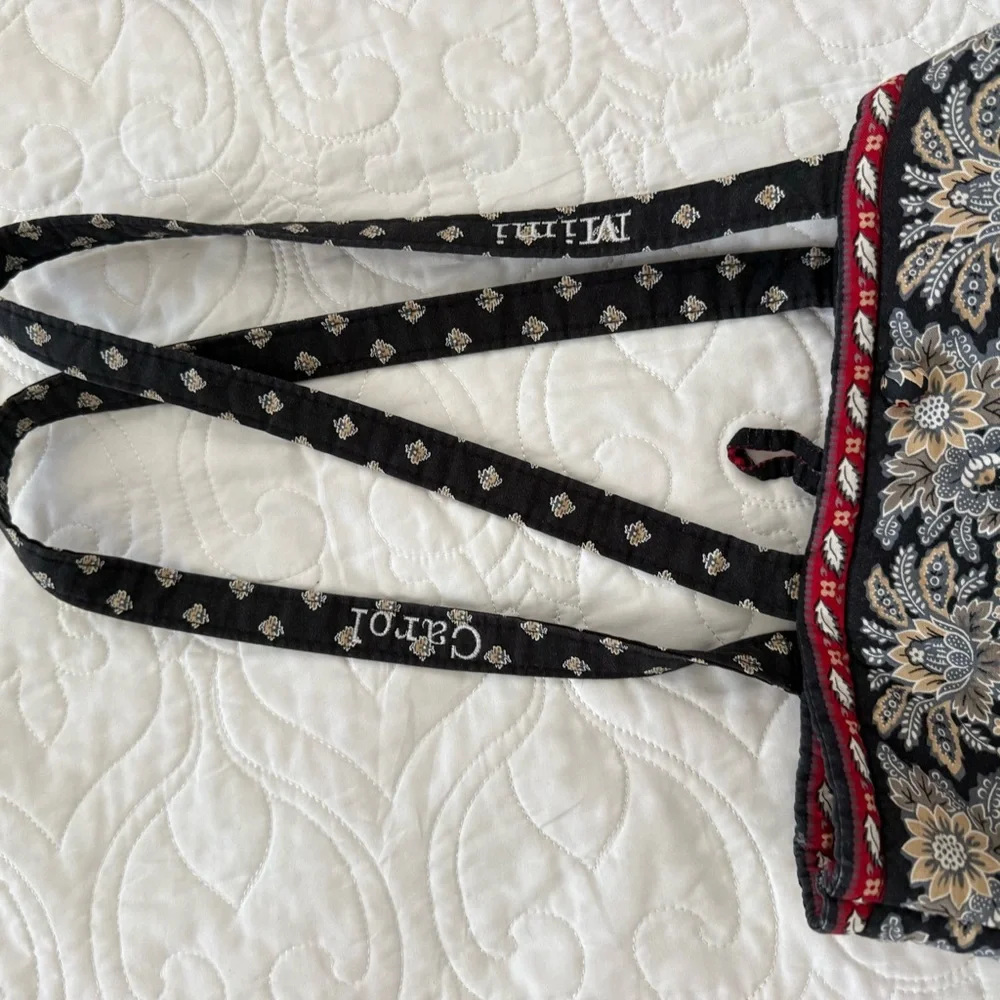 Vera Bradley Classic Quilted‎ Flower & Leaf ShoulderTote Book Bag Black EUC - Picture 9 of 9